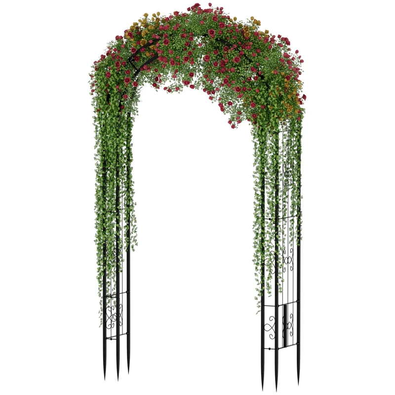 Arbuxzuy 102in Steel Garden Arch - Black Plant Trellis