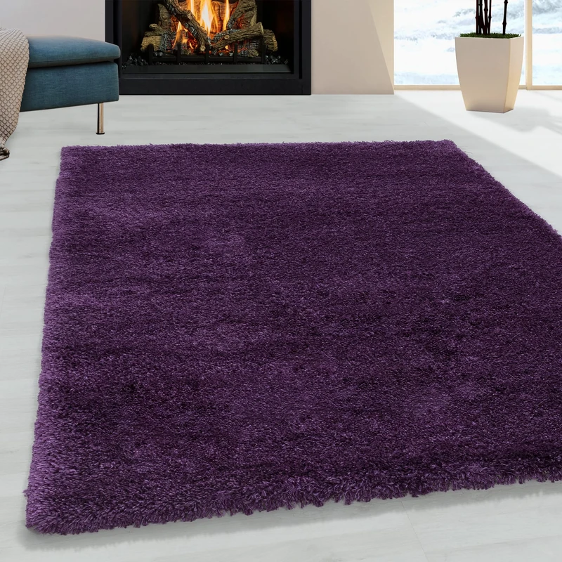 Giantore High Pile Rug Long Pile Plain Cuddly Living Room (Purple, 80 x 250 cm)