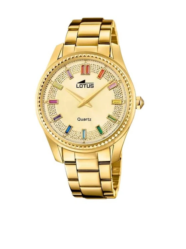 Lotus 18902/2 Women's Stainless Steel Watch in Gold-Coloured 38 mm Water Resistant 5 Bar, Gold-Multi-Coloured, Bracelet