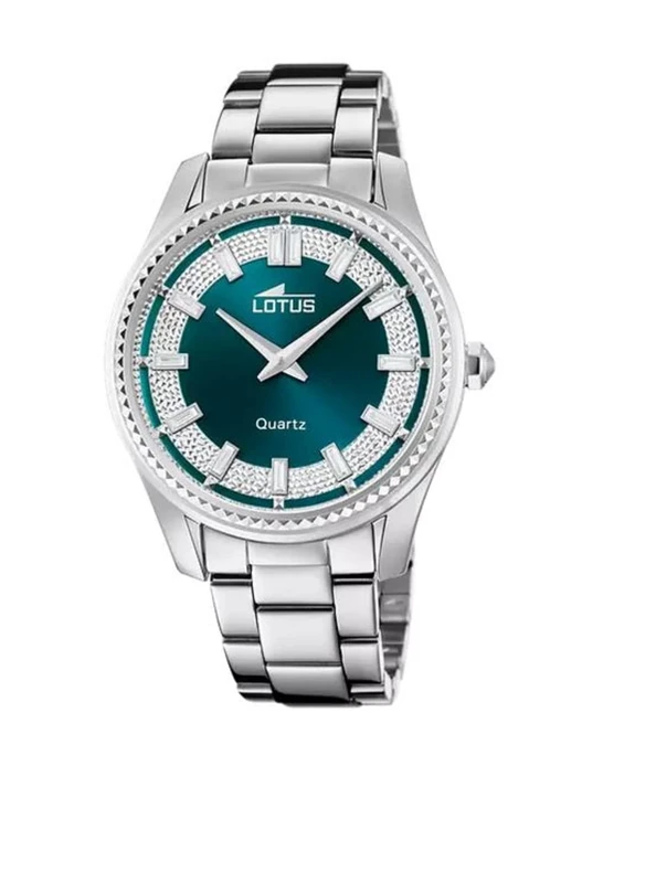 Lotus 18898/3 Women's Stainless Steel Watch in Silver Green 38 mm Water Resistance 5 Bar, Silver-Green