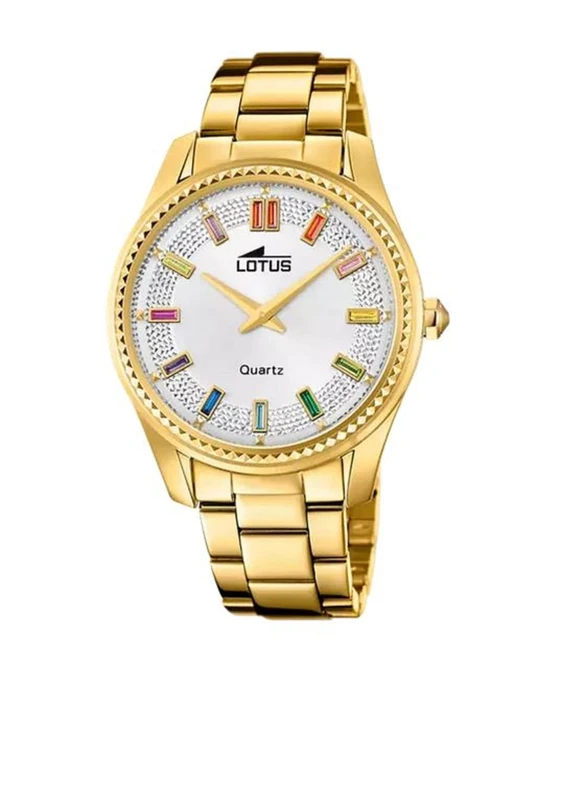 Lotus 18902/1 Women's Stainless Steel Watch in Gold/White Colourful 38 mm Water Resistance 5 Bar, Gold-White-Multi-Coloured