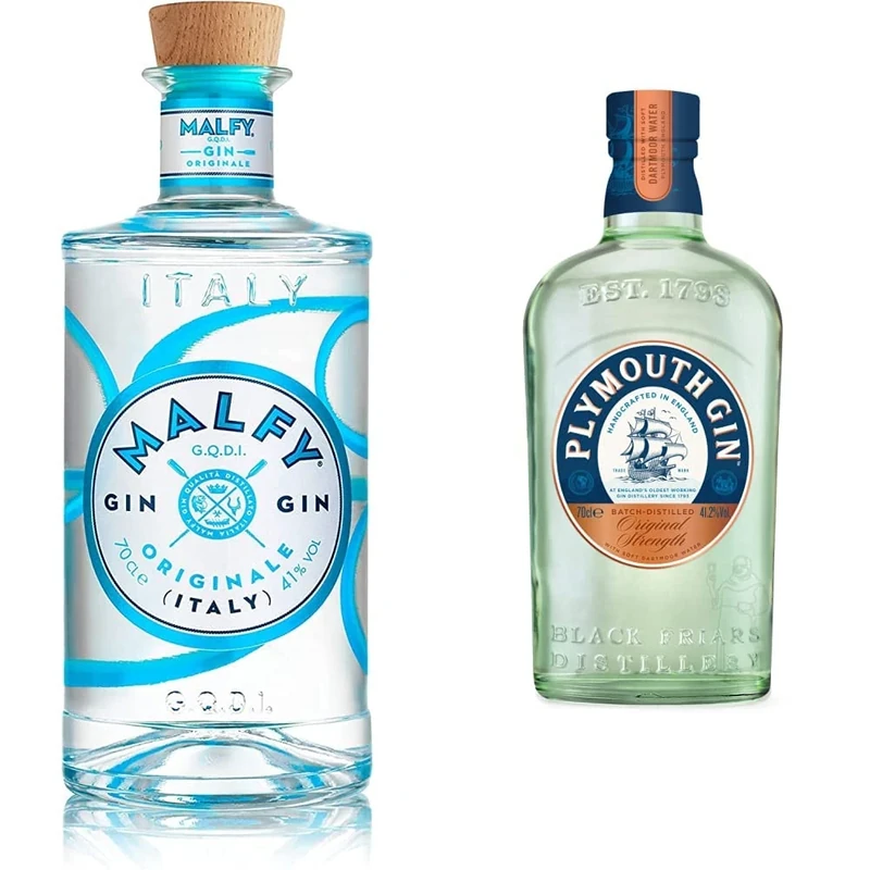 Malfy Originale Italian Gin, 70cl & Plymouth Original Dry Gin Limited Edition Bottle, 700ml (Packaging May Vary)