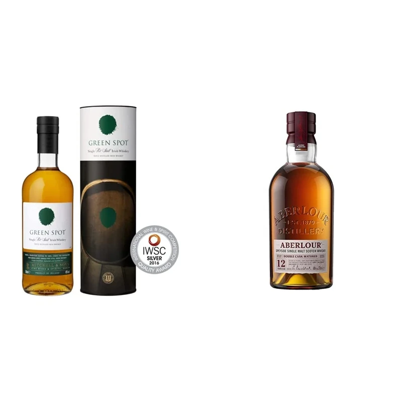 Green Spot Single Pot Still Irish Whisky with Gift Box, 70cl & Aberlour 12 Year Old Single Malt Scotch Whisky with Giftbox, 70cl