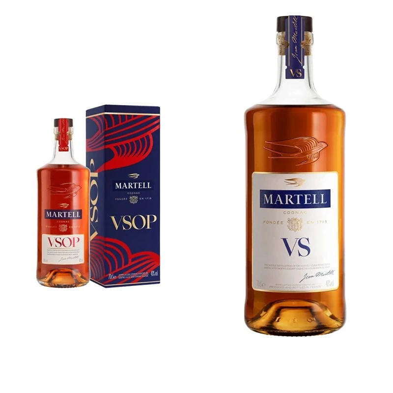 Martell VSOP Red Barrel Cognac, 70 cl with Gift Box & VS Fine Cognac, 70cl