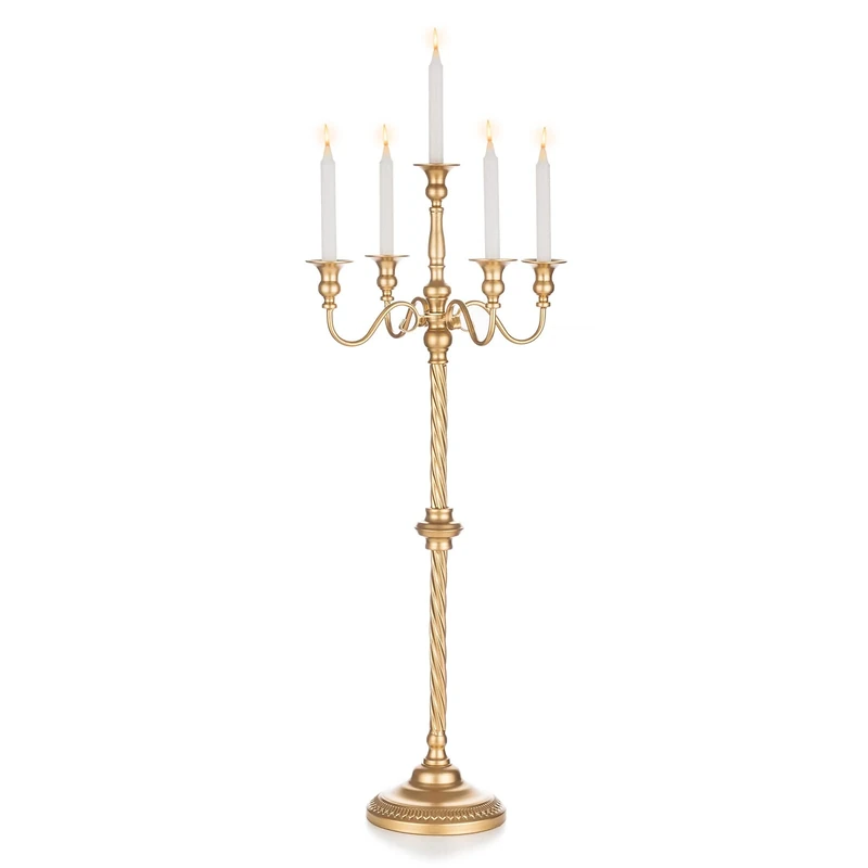 Sziqiqi 88cm Gold 5-Branch Candlestick Holders - Table Centerpieces