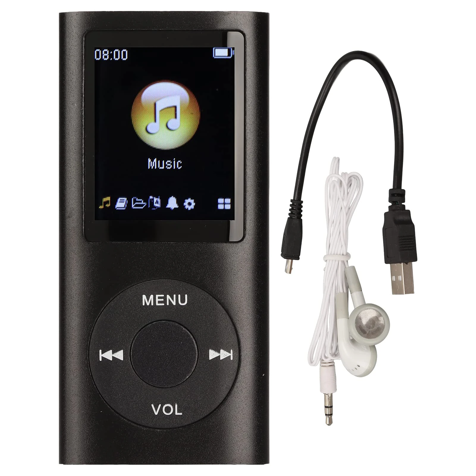 MP3 Player, Portable Digital Lossless Music MP3 Player, Portable Slim 1.8 Inch LCD Screen MP3 Music Player for Sports Running, Supports 64G (Black)