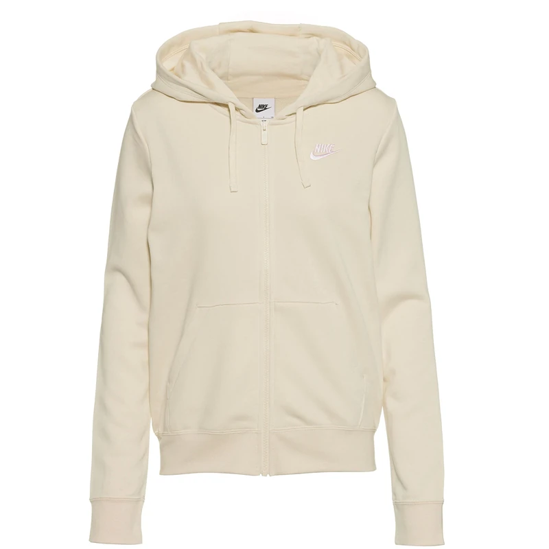 NIKE DQ5471-113 W NSW CLUB FLC FZ HOODIE STD Jacket Women's COCONUT MILK/BLACK Size S - Image 1