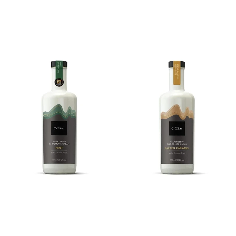 Hotel Chocolat Mint Chocolate Velvetised Cream, 500ml & : Salted Caramel Chocolate Vodka, 500ml