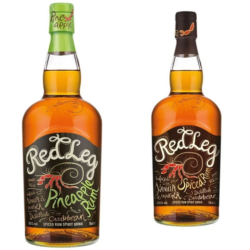 RedLeg Pineapple Rum - Premium Caribbean rum infused with pineapple, 70cl (Packaging May Vary) & Spiced Rum, 70 cl