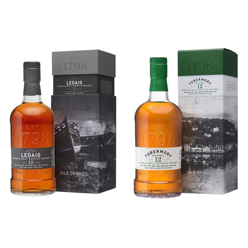 Ledaig 18 Year Old Single Malt Scotch Whisky, 70 cl & Tobermory 12 Year Old Single Malt Scotch Whisky, 70cl
