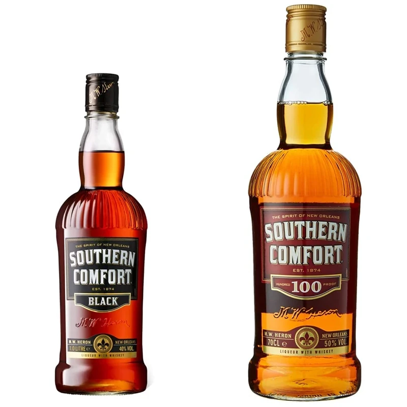 Southern Comfort Black Liqueur with Whiskey, 1L, ABV 40% & 100 Proof Whiskey Liqueur, 70 cl, ABV 50%