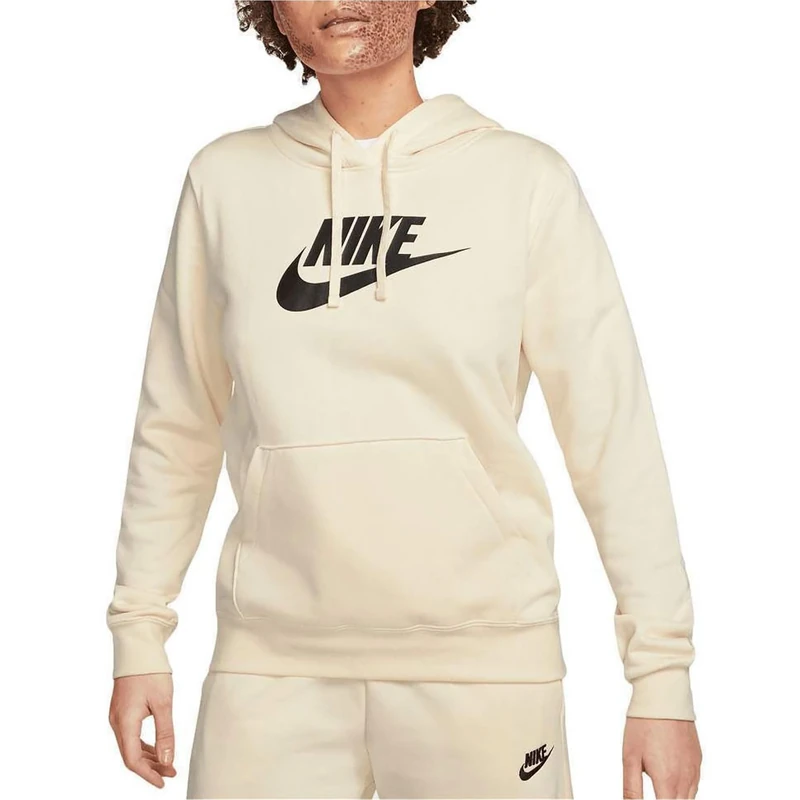 NIKE Club Flc Hooded Sweatshirt Coconut Milk/Black L