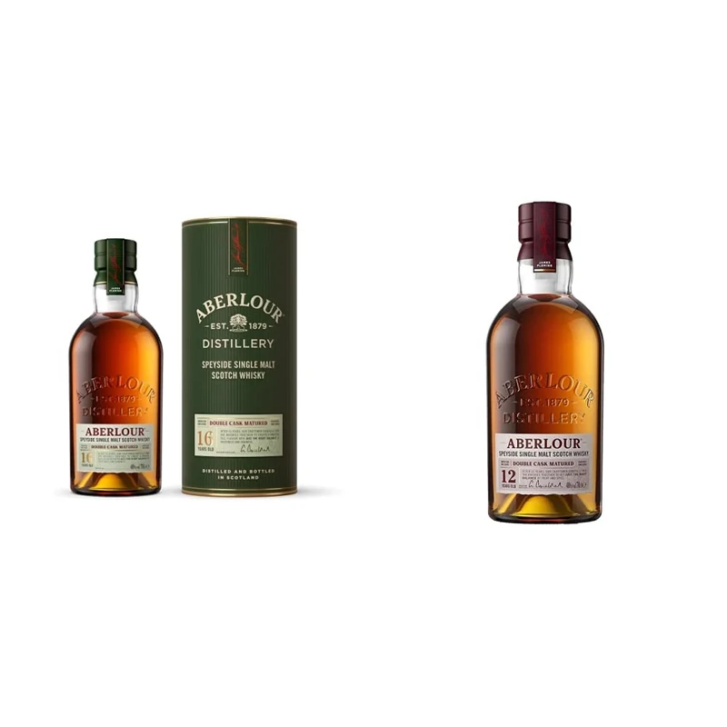 Aberlour 16 Years Single Malt Scotch Whisky (Double Cask Matured), 70cl with Gift Box & 12 Year Old Single Malt Scotch Whisky with Giftbox, 70cl