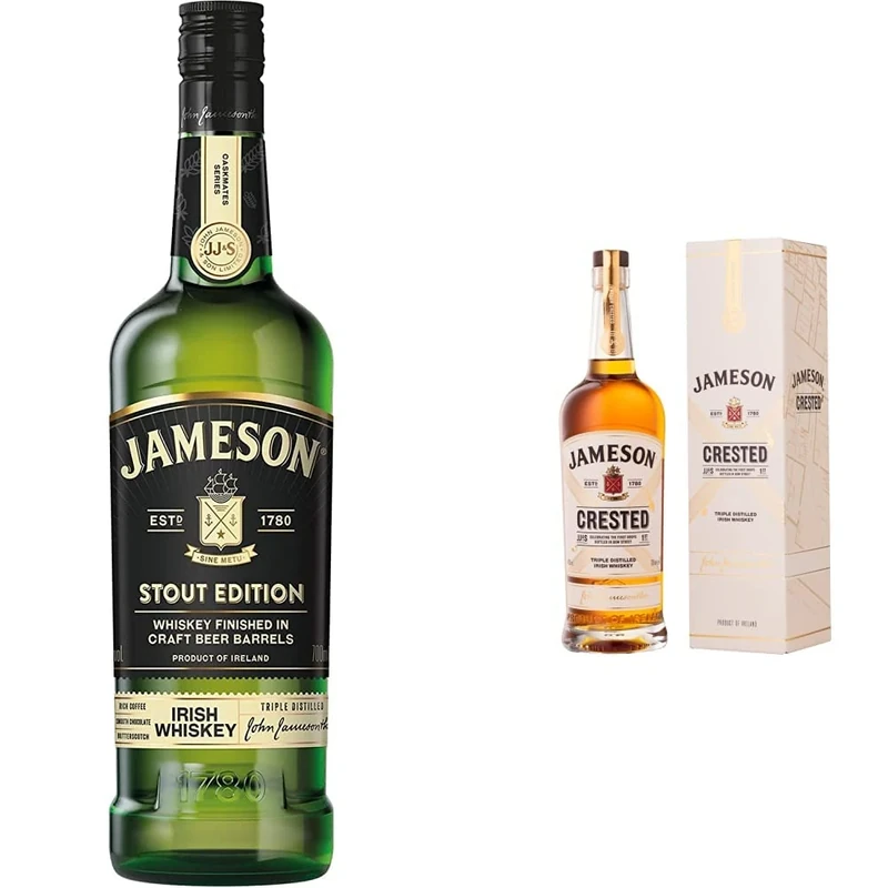 Jameson Crested Triple Distilled Blended Irish Whiskey, 70 cl & Stout Edition Irish Whiskey, 700ml