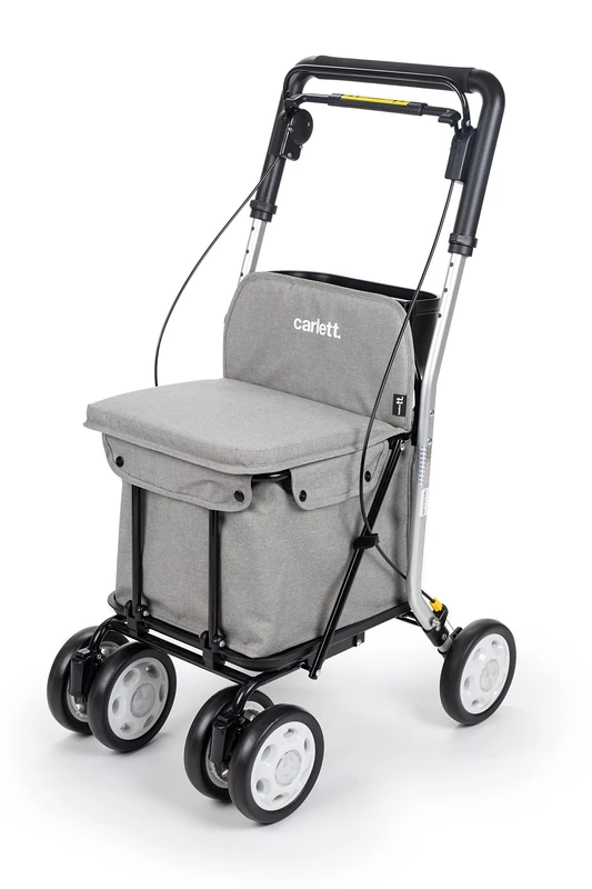 Carlett - Lett800 Comfort Move | Foldable Shopping Trolley | With 4 Wheels and Seat | Class I Approved Medical Device | Removable Bag 29L/15kg | Storage Tray | Light Grey..
