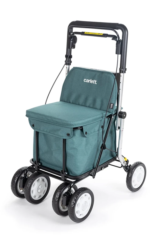 Carlett - Comfort Assist Lett900P | Foldable Shopping Trolley | With 4 Wheels | Class I Medical Approved | Removable Bag 38L/15kg | Storage Tray | Green