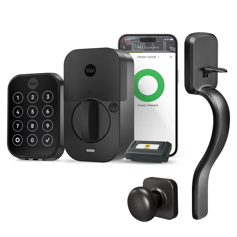 Yale Assure Lock 2 Key-Free Touchscreen with Wi-Fi and Ridgefield Handle in Black Suede