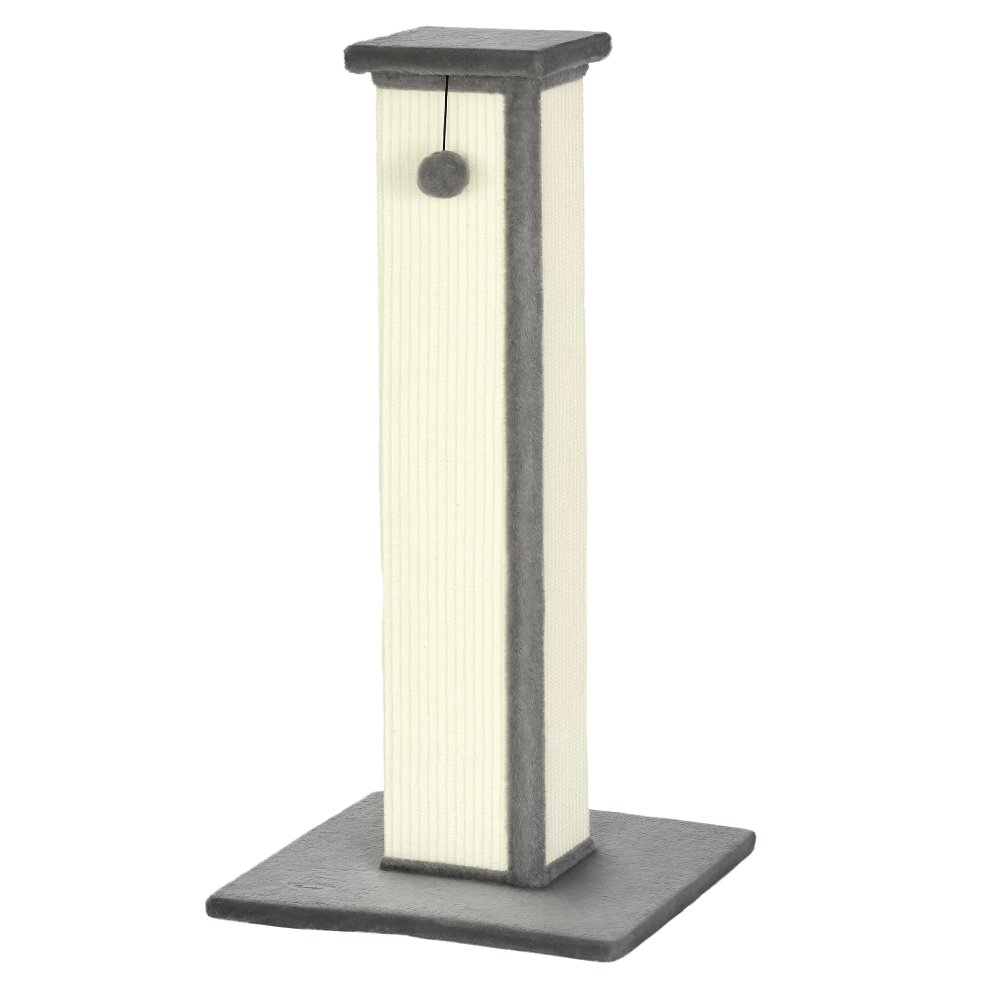 PawHut 81cm Cat Scratching Post w/Sisal Rope, Hanging Ball, Soft Plush - Grey