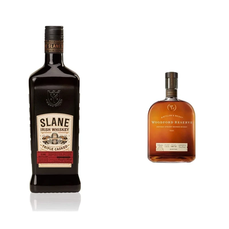 Slane Triple Casked Irish Whiskey, 70 cl & Woodford Reserve Bourbon Whiskey, 70cl