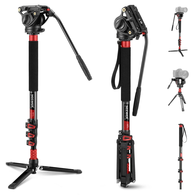 NEEWER 71.6 Inch Pro Camera Monopod Telescopic Carbon Fiber Monopod with Quick Release Plate Compatible with DJI RS Gimbals, Removable Base for Camera Camcorder, Maximum Load 6kg, TP71