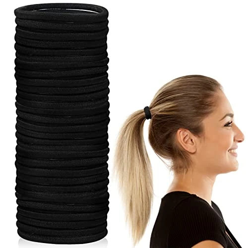 Hanyousheng 30 Pcs Elastic Hair Bands, 4mm Hair Ties Ponytail Holders, Black Bands for Hair, Bobbles - Perfect for Kids, Girls, Infants, Toddlers