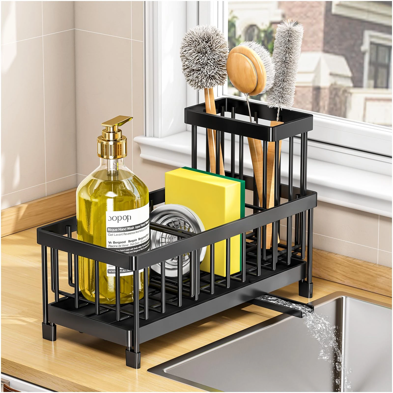 ARSTPEOE Sponge Holder for Kitchen Sink,Kitchen Sink Organizer Countertop Rustproof 304 Stainless Steel,Soap Dispenser Organizers and Storage Essentials,1 Pcs