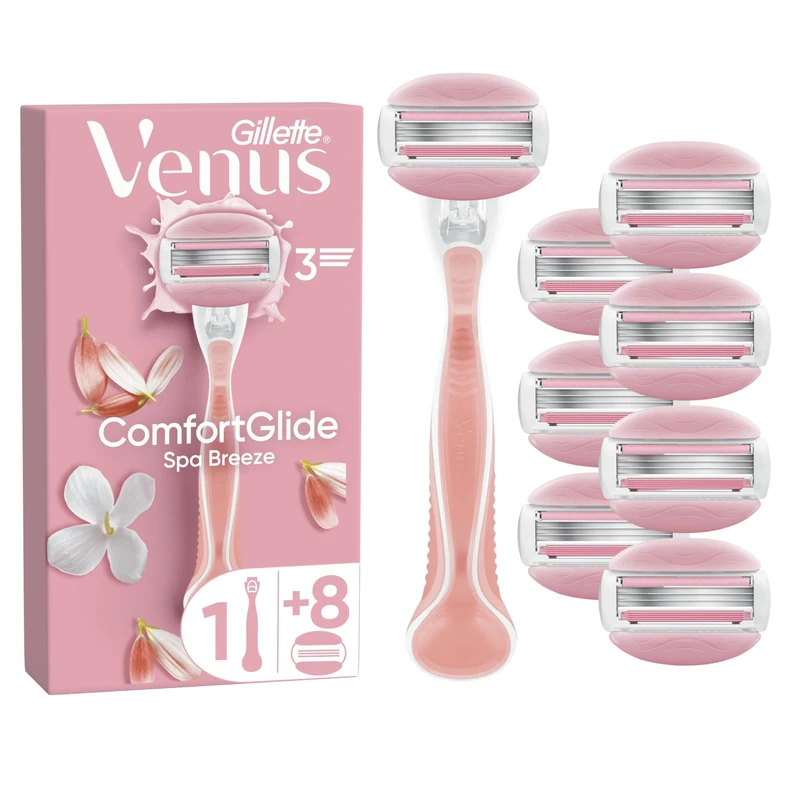 Gillette Venus Comfortglide Spa Breeze Women's Razor- 8 Blades, 3 built-in blades for a smooth, close shave that lasts