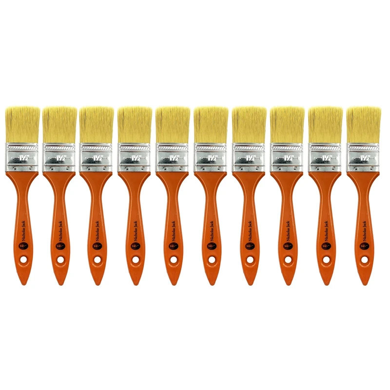 Nicholas Jack 10-Pack 1.5" Synthetic Paint Brush Set - Heavy Duty