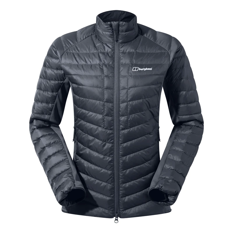 Berghaus Women's Tephra Stretch Reflect 2.0 Padded Down Jacket | Flattering Stretch Fit | Lightweight | Packable | Puffer Jacket, Grey Pinstripe, 10