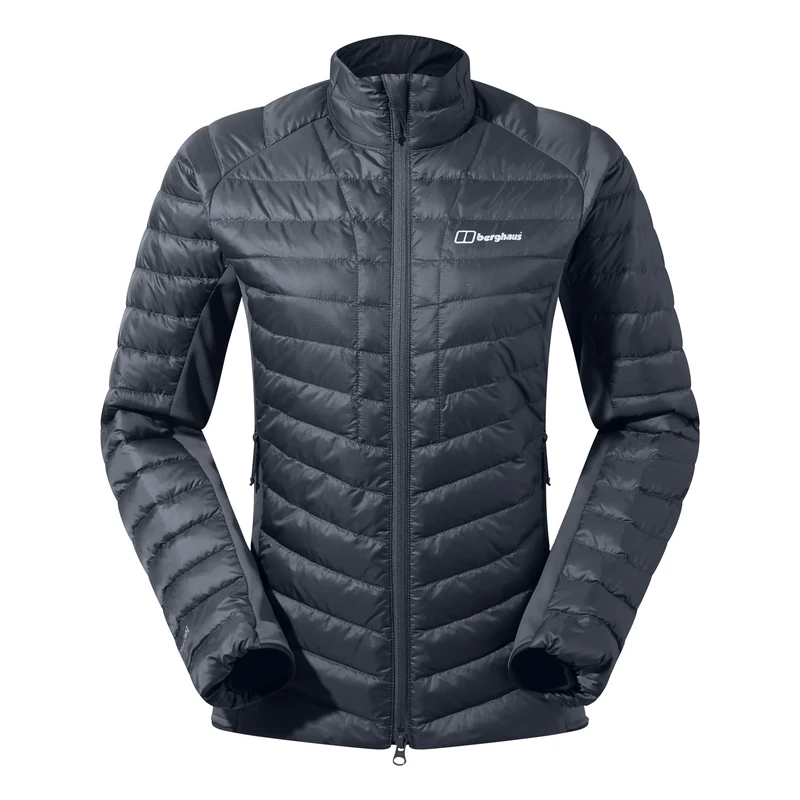 Berghaus Women's Tephra Stretch Reflect 2.0 Padded Down Jacket | Flattering Stretch Fit | Lightweight | Packable | Puffer Jacket, Grey Pinstripe, 16
