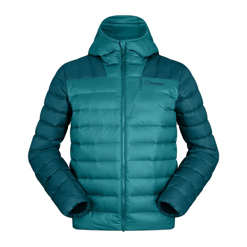 Berghaus Men's Silksworth Hooded Down Jacket | Extra Warm | PFC Free DWR, Jungle Jewel, XL