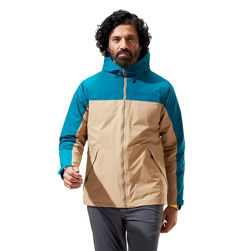 Berghaus Men's Deluge Pro Insulated Waterproof Shell Jacket | Adjustable | Durable Coat | Rain Protection, Kelp/Deep Ocean, XS