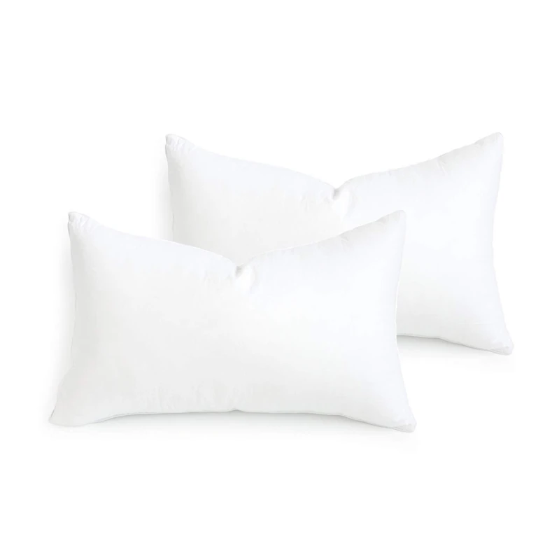 Hofdeco Premium Lumbar Pillow Inserts Set of 2, 13"x21" (for Cover Size 12"x20") Water Resistant Synthetic Down Alternative Sham Stuffer for Patio, Bench, Garden, White