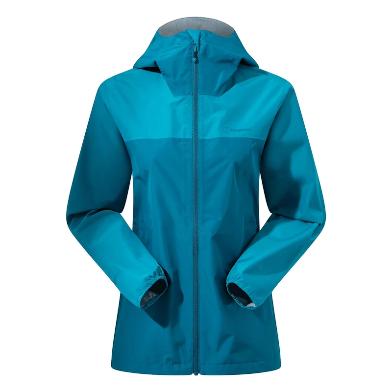 Berghaus Deluge Pro 3.0 Shell Rain Jacket | Breathable Coat | Durable | Waterproof | Adjustable Jacket, Deep Ocean/Jungle Jewel, 8