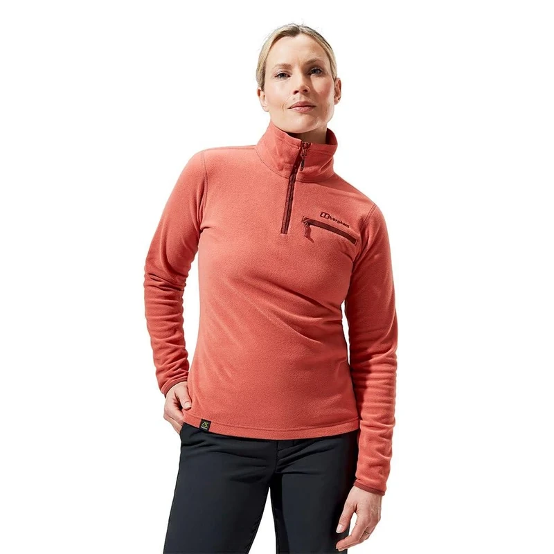 Berghaus Women's Prism 2.0 Micro Half Zip Polartec Fleece | Added Warmth | Flattering Style | Durable, Redwood, 18