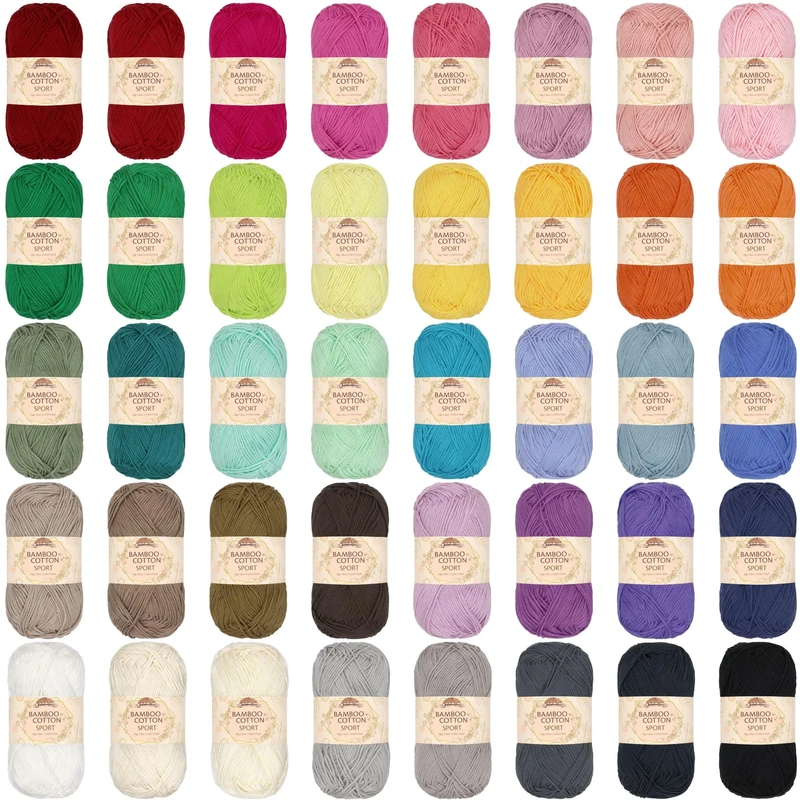 JubileeYarn Bamboo Cotton Sport 4 Ply Yarn - 50g/Skein - Every Colour - 40 Skeins
