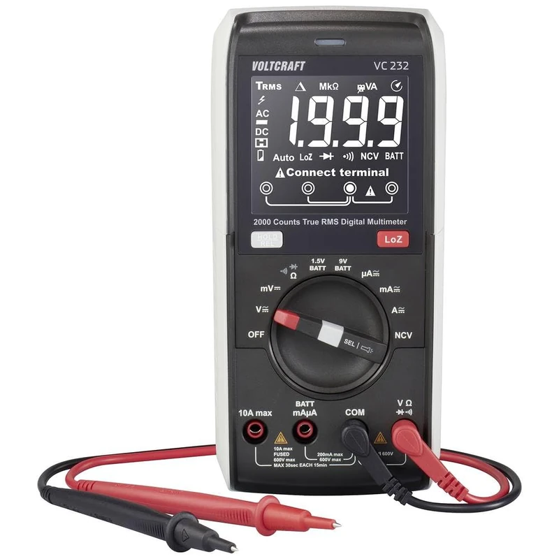 VOLTCRAFT VC232 Handheld Multimeter Digital CAT III 600 V Display (Counts): 2000