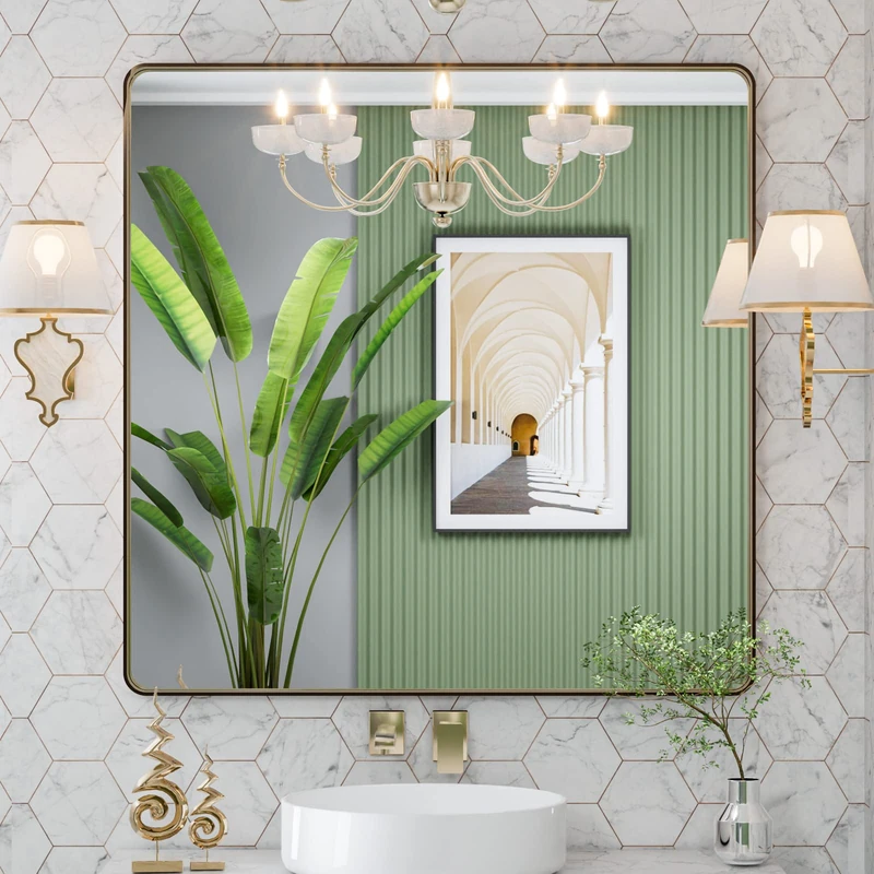 LOAAO 36"X36" Bronze Bathroom Mirror