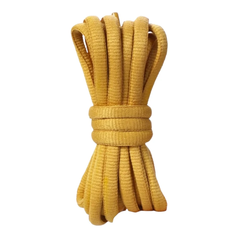 [PAIR] Oval Round Shoe laces, 6mmx140cm, Soft Trainer Lace, Sneaker Lace, Polyester Knit, Sports, Casual, Hiking, Mountaineering, Walking, Running (Dark Yellow)
