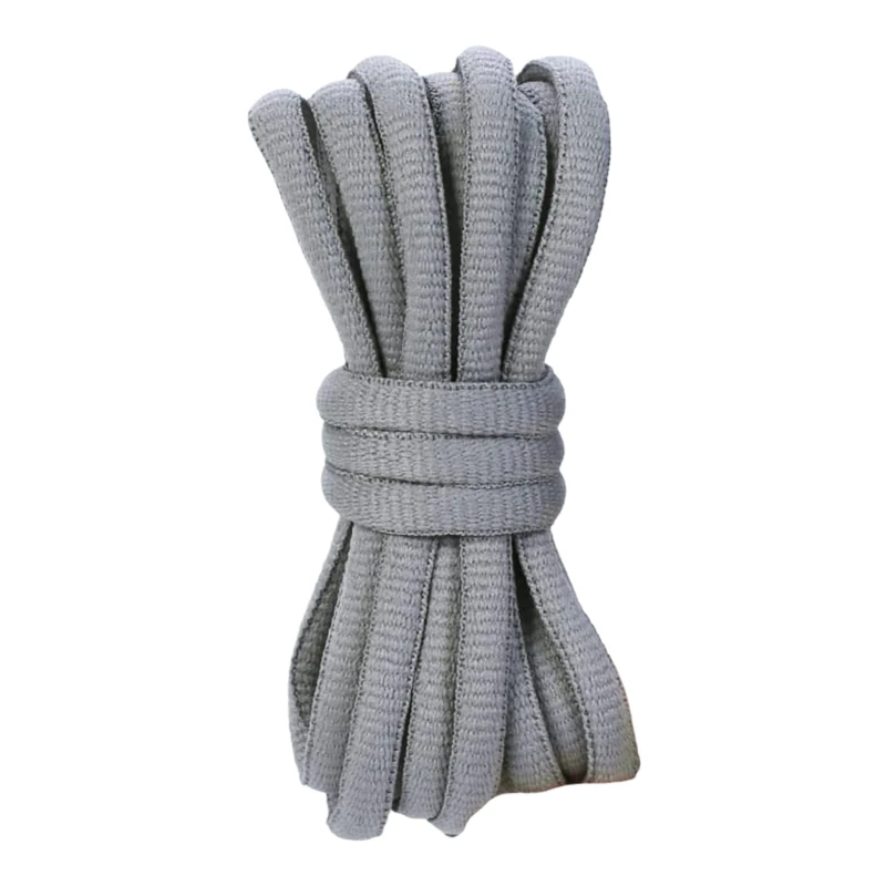 Danraw Stores [PAIR] Oval Round Shoe laces, 6mmx140cm, Soft Trainer Lace, Sneaker Lace, Polyester Knit, Sports, Casual, Hiking, Mountaineering, Walking, Running (Grey)