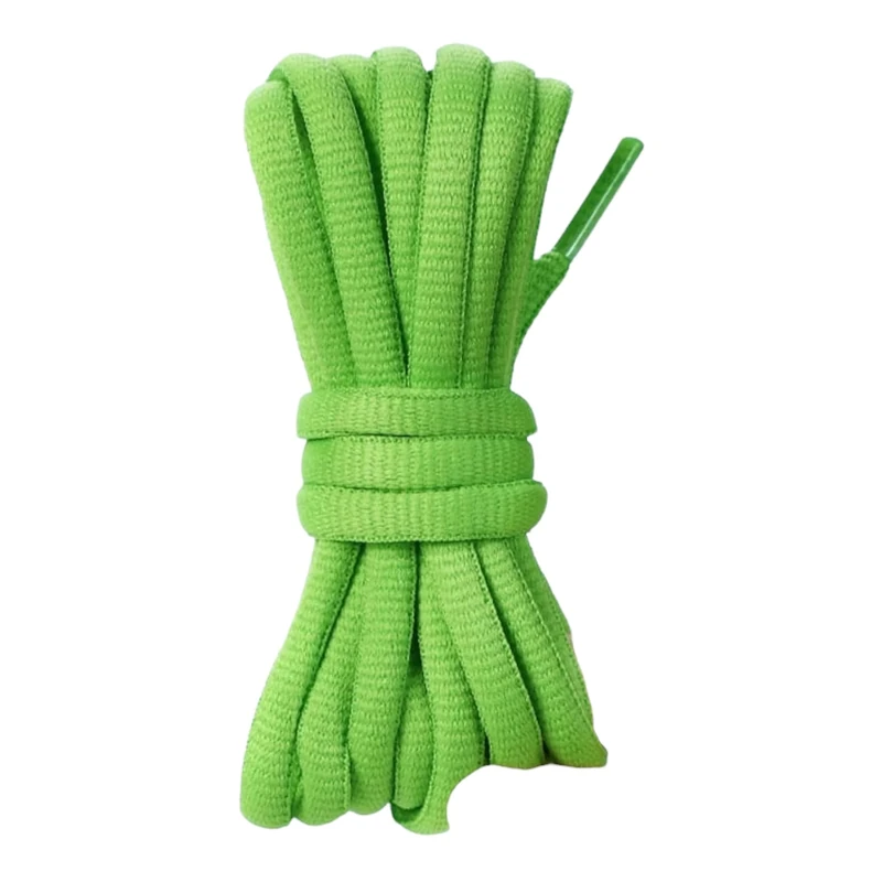 [PAIR] Oval Round Shoe laces, 6mmx140cm, Soft Trainer Lace, Sneaker Lace, Polyester Knit, Sports, Casual, Hiking, Mountaineering, Walking, Running (Green)