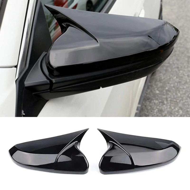 Lotcesfun Rearview Mirror Cover Compatible with Honda Civic 2016-2021 ABS Material Ox Horn Door Side Mirror Trim Cover (Bright black 2 Pcs)