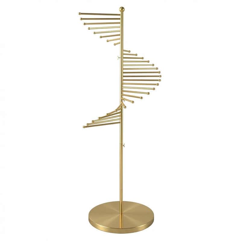 XIMSPHY Scarf Rack Free Standing, Spiral Scarf Holder, Hijab Stand, 30 Rods for Multiple Scarves Purse Hat, Space Saving Organizer (42x170cm/17x67in, Gold)
