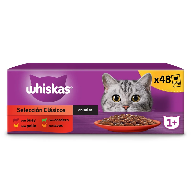 Whiskas Wet Food for Cats Adults Classic Selection in Sauce (Multipack 4 x 12 x 85g)