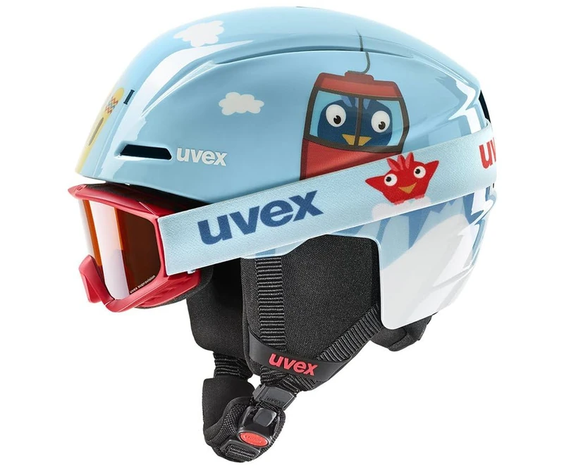 uvex Unisex-Kids, viti set ski helmet & ski goggles, light blue birdy, 46-50 cm