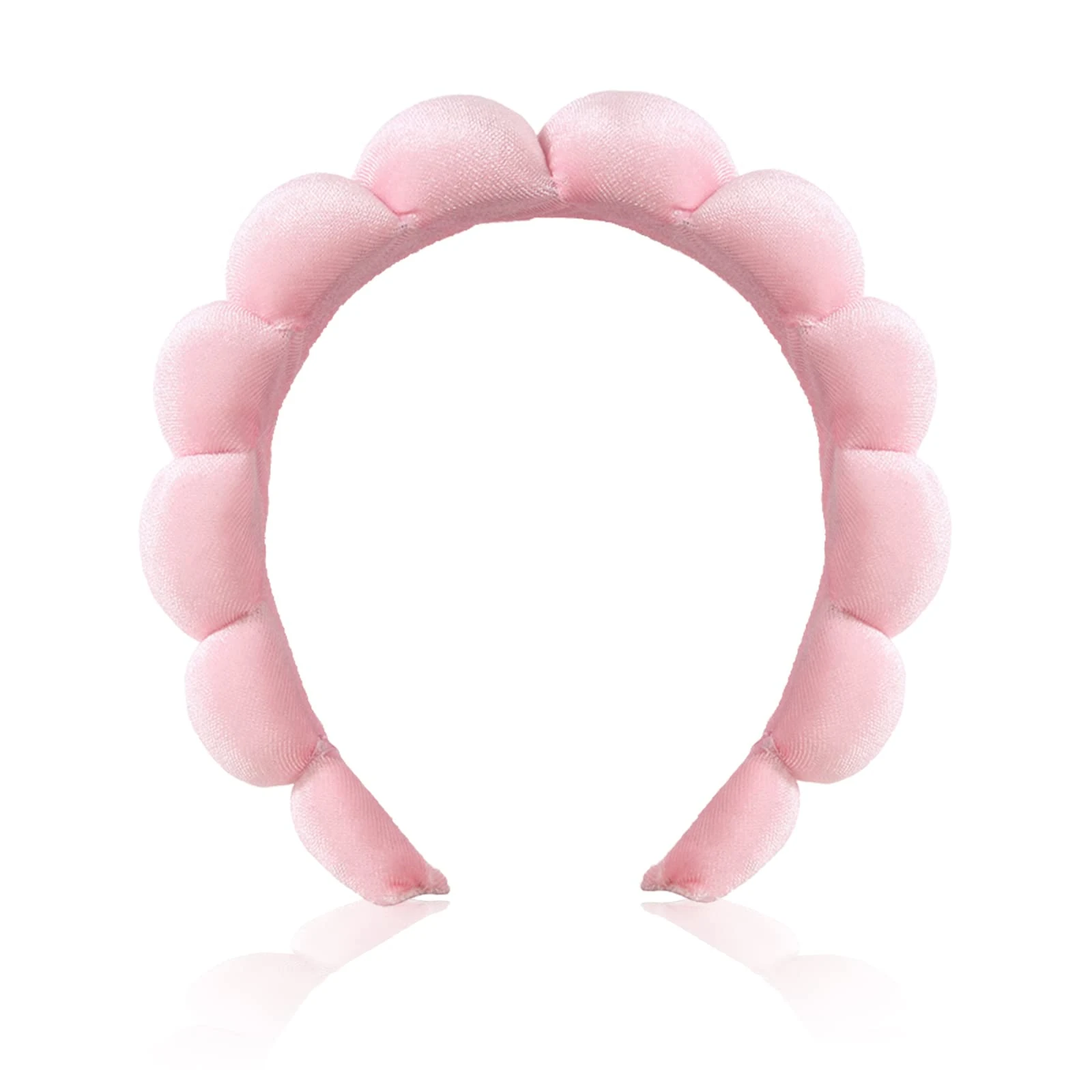 Ycfish Puffy Makeup Headband Spa Headbands for Women Sponge & Terry Towel Cloth Fabric Cute Skincare Headband for Face Washing, Makeup Removal, Shower, Facial Mask (Pink)