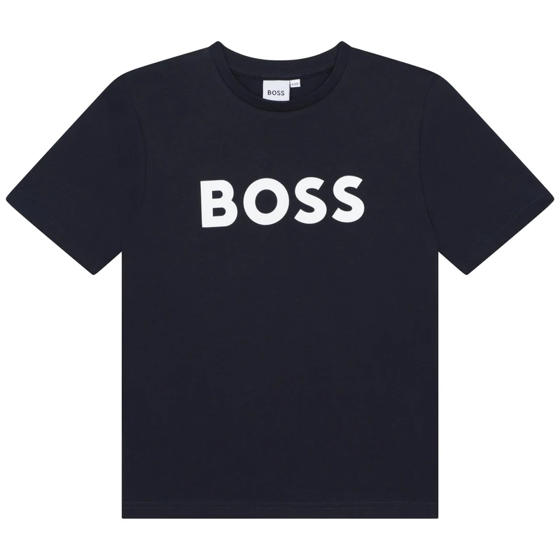BOSS Boys Logo Regular Fit T-Shirt Short Sleeve Lifestyle Navy 10 Years