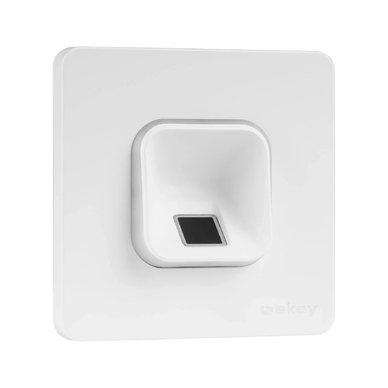 EKEY 203701 xLine fingerprint scanner set white with plastic frame white, control unit, Biometric access solution for flush-mounting installation, 0,4 W, 12-24 V, White fingerprint scanner
