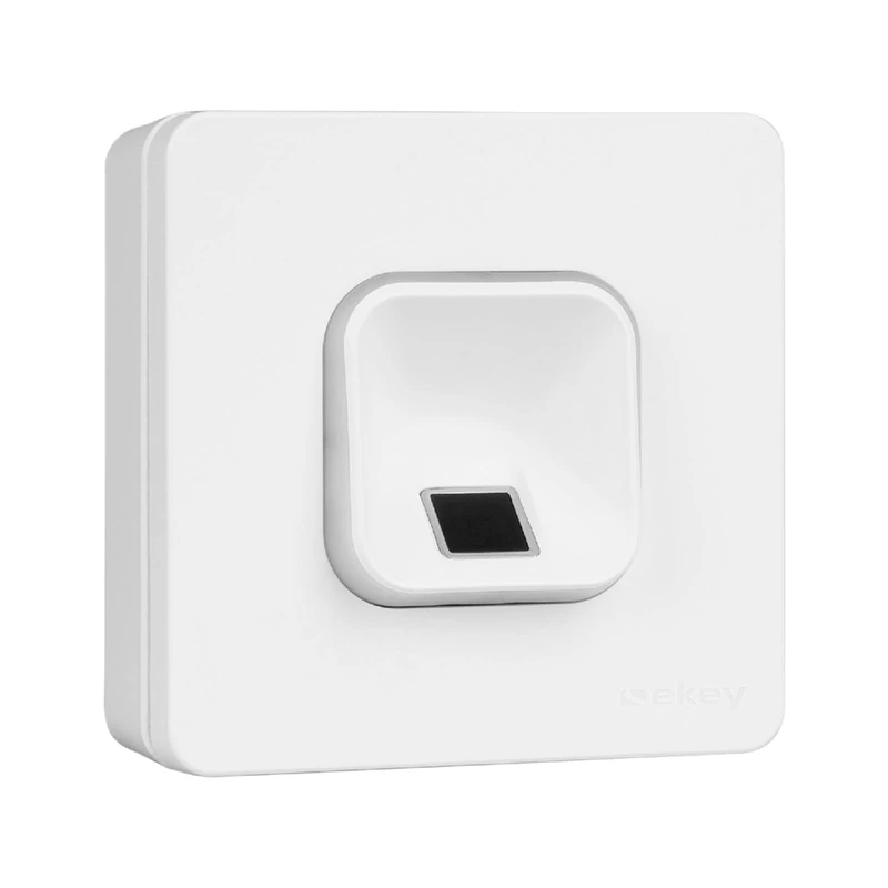 EKEY 203705 xLine fingerprint scanner set white with plastic frame white, wall-mounted housing, control unit, Biometric access solution for wall mounting, 0,4 W, 12-24 V, White fingerprint scanner