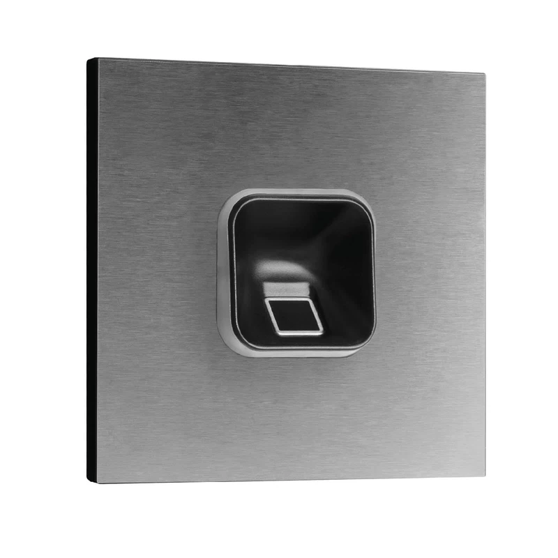 EKEY 204702 sLine fingerprint scanner set with Gira 106 door station module stainless steel V2A, control unit, Biometric access solution f. door station Gira, 0,4 W, 12-24 V, Black fingerprint scanner